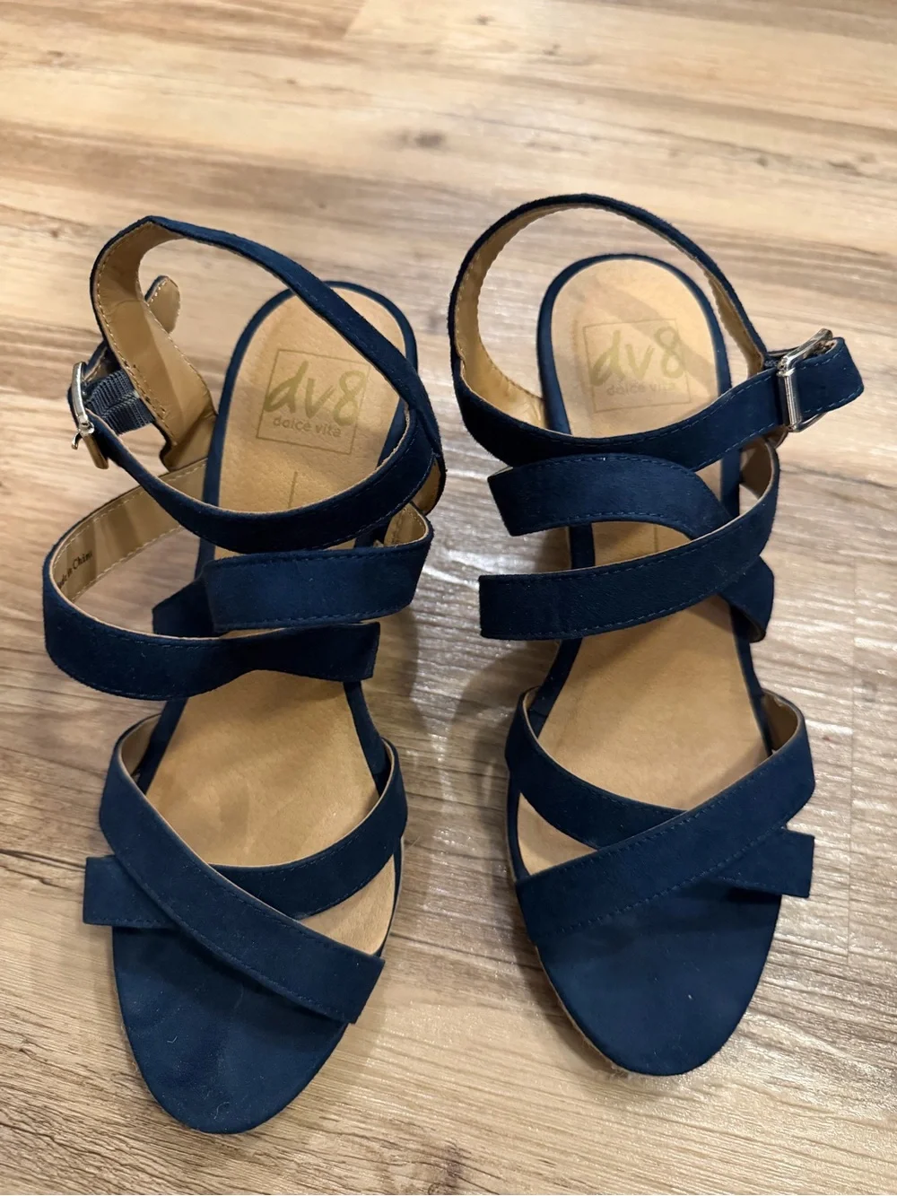 DV by Dolce Vita Navy Multi-Strap Heeled Sandals